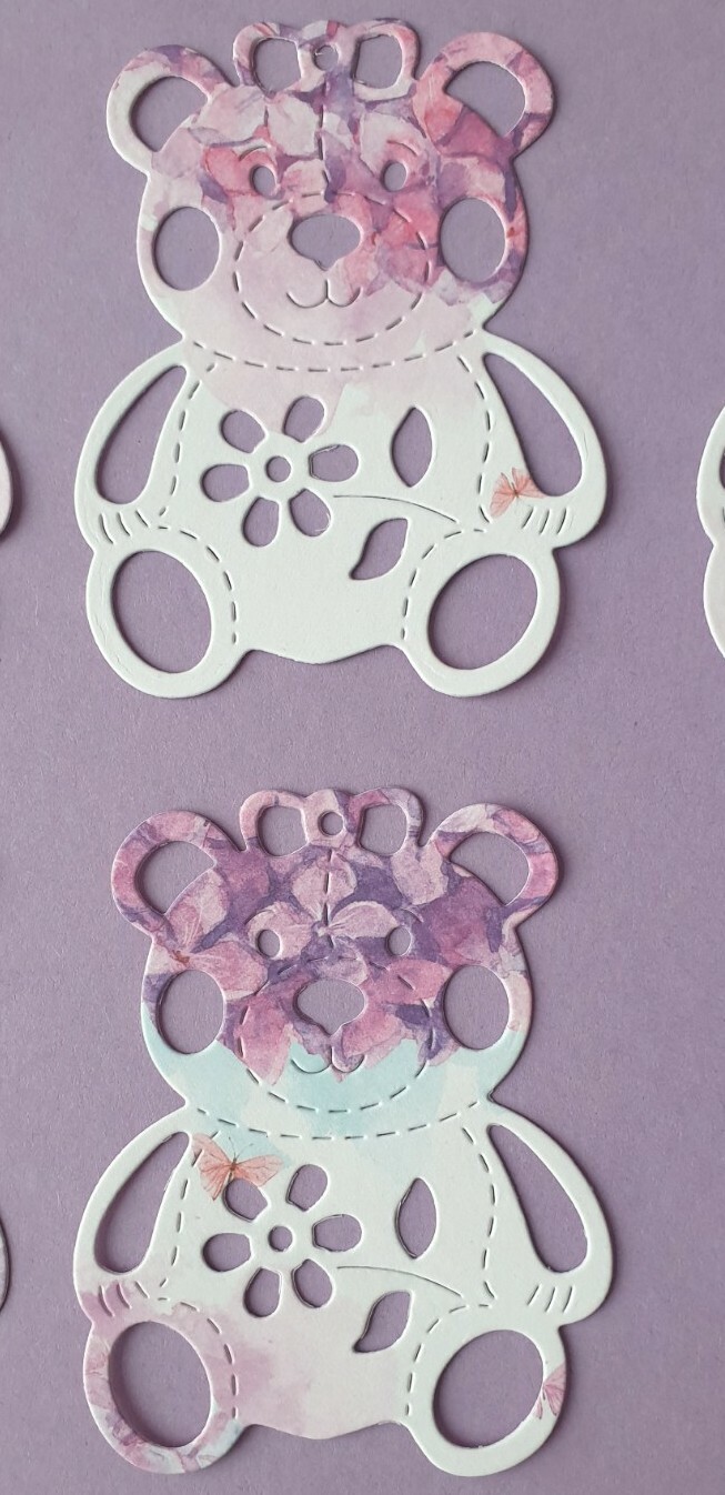 6 Patterned Teddy Bear Die Cut Outs Card Toppers/Kids Craft Baby eBay