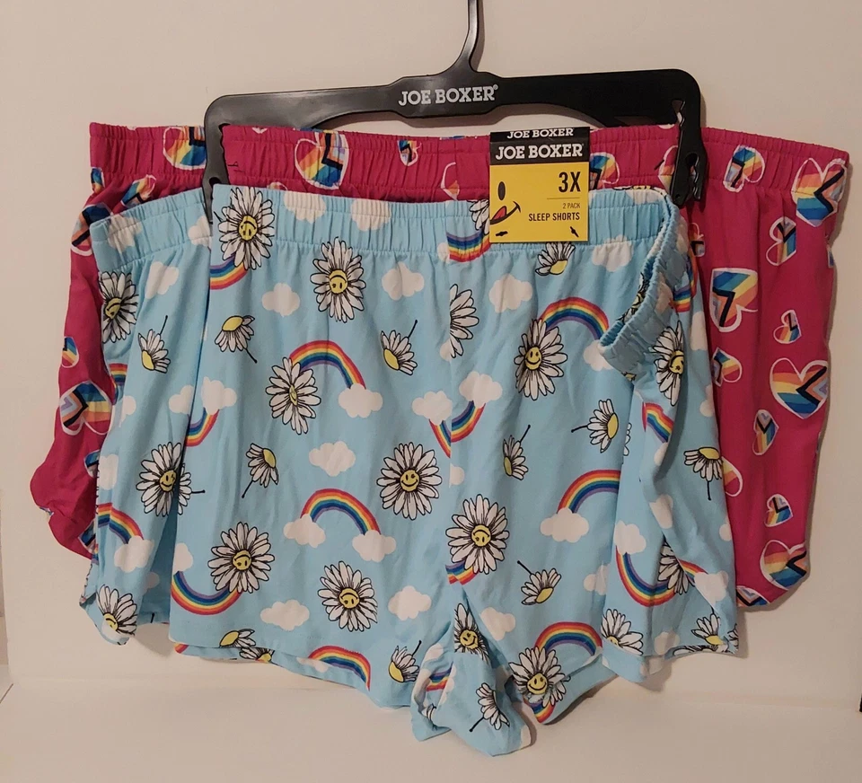 Joe Boxer 2 PACK Blue Print & Pink Print Women's Sleep Shorts / Size 3X - NWT - Image 2 of 4