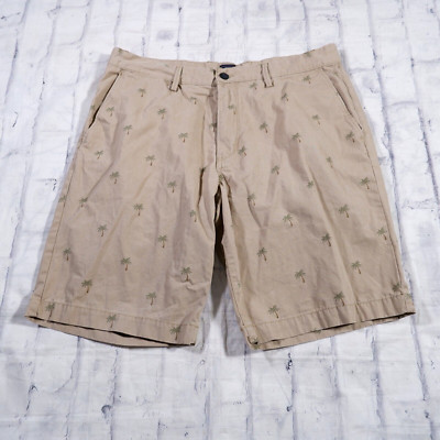 Gap Khakis Lived in Short Beige Palm Tree Print Flat Front