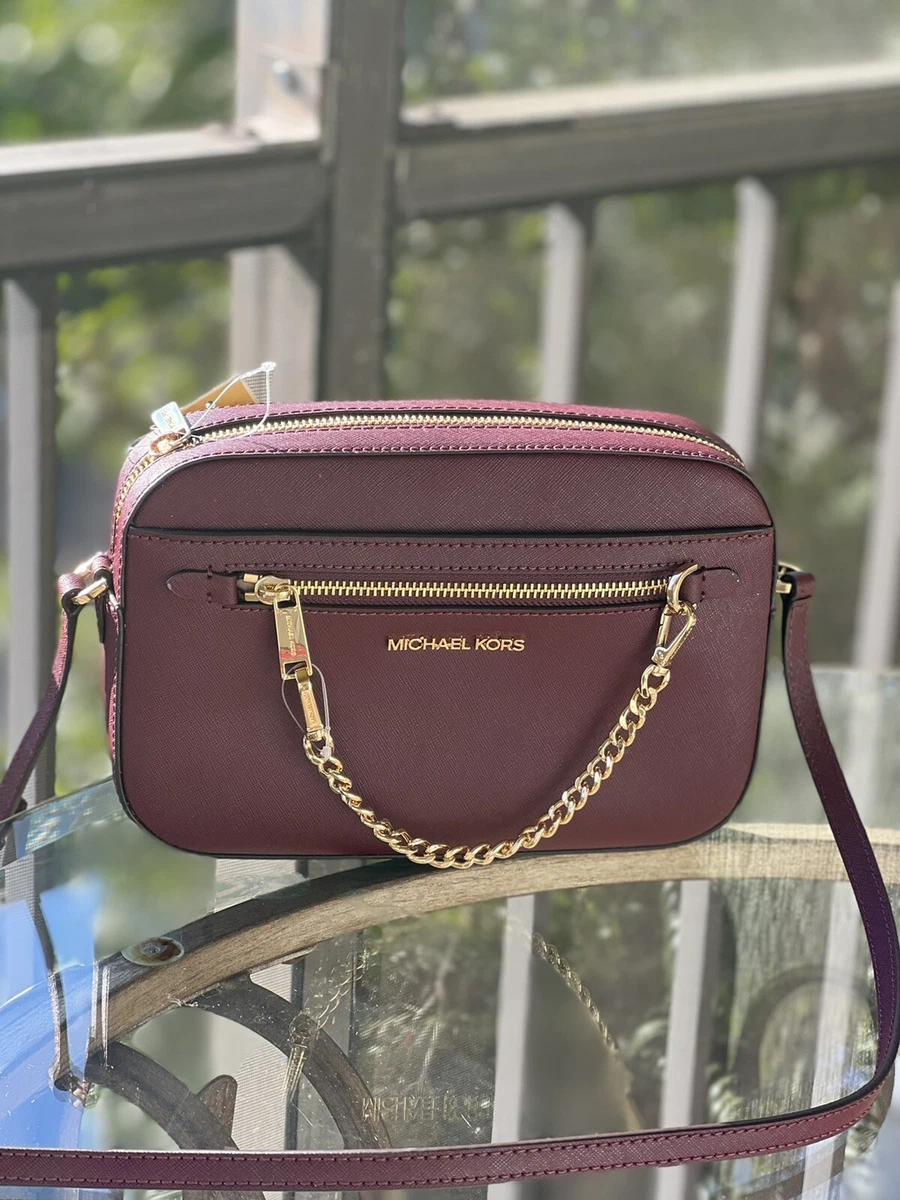 Michael Kors Jet Set East West Chain Large Crossbody Merlot Saffiano  Leather 