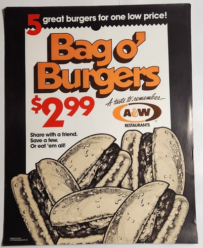A&W RESTAURANT ROOT BEER POSTER DRIVE IN CRUISE NIGHT CARS MUSCLE BURGER 1980 - Bild 21 von 125