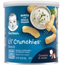 Gerber Lil Crunchies Ranch Flavor Baby Snack 8 Months - 1.48 Oz - Pack of 6