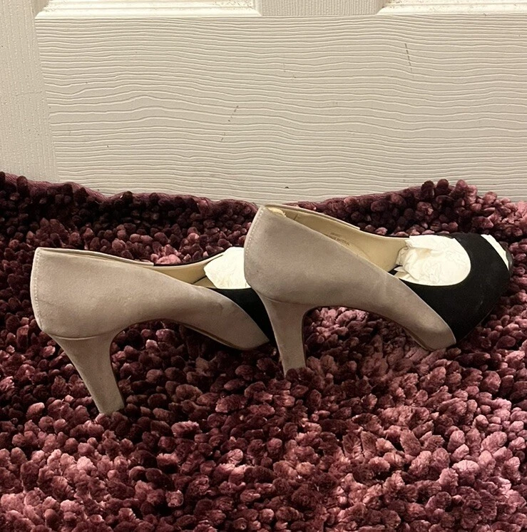 Mujer Stiletto Peep Toe Tacones CATO Negro y Gris Foto 2 de 4