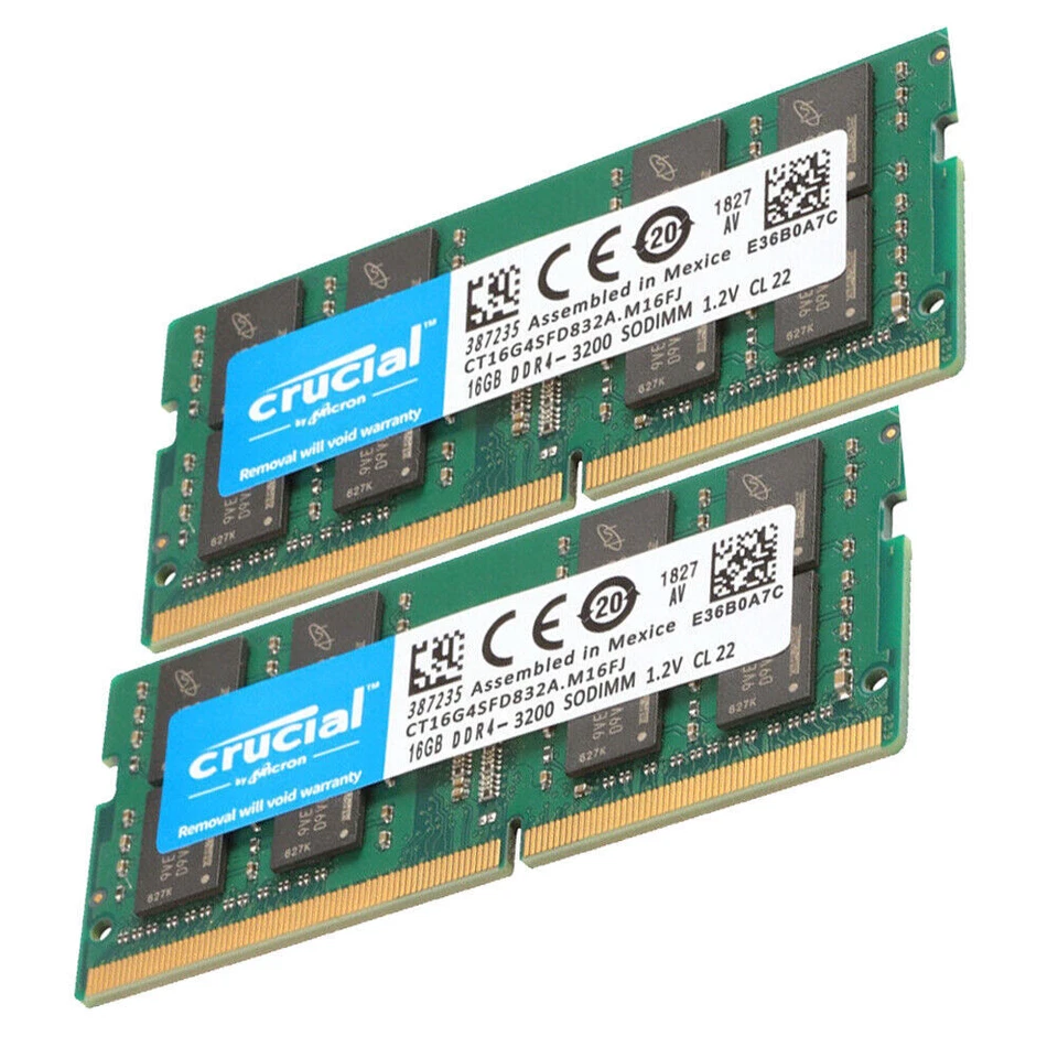 CRUCIAL DDR4 16GB 2x 3200 PC4-25600 Laptop SODIMM Non-ECC 260-Pin Memory RAM - Image 2 of 4