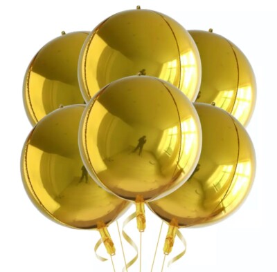 3x Gold 22'' Runde Kugelform 4D Folie ORBZ Ballon Hochzeit Geburtstag Babyparty