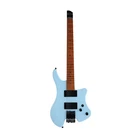 Haze HZHL1ABL Light-Blue Headless Electric Guitar, HH, Solid Body + Padded Bag
