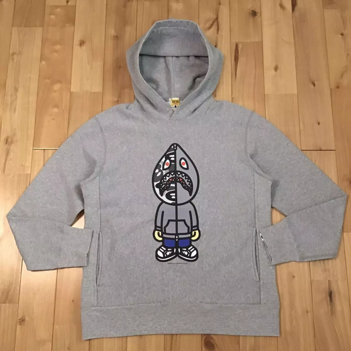 BAPE Shark Teriyaki Alien pullover hoodie a bathing ape NIGO Gray Size S