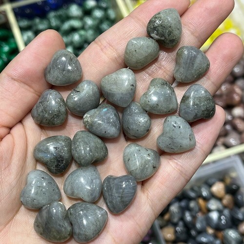 2 Stck. Natürlicher Labradorit Mini Liebe Herz Stein Quarz Kristall Totenkopf Anhänger Q