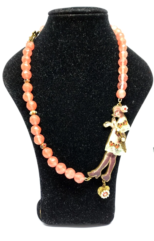 Precioso Collar Michal Negrin Piedra Cuarzo Rosa Cristales de Colores Único. Foto 3 de 4