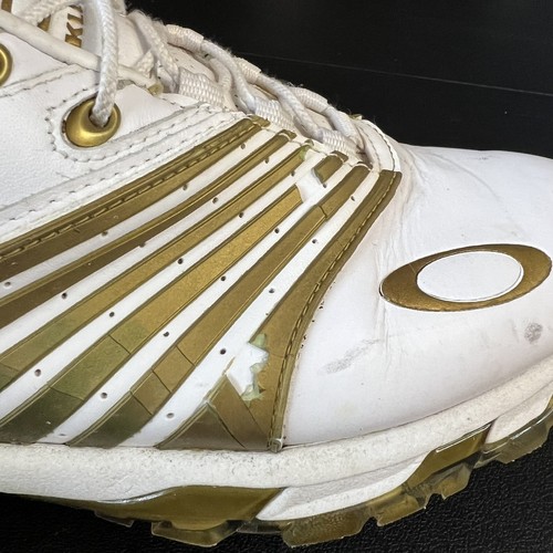 Rare Men's Vintage Y2K Oakley Golf Shoes White Gold 14029-160 Size 8 Distressed - Picture 16 of 19
