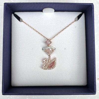 NIB Swarovski Dazzling Swan Rose Gold Necklace 5517626 | eBay
