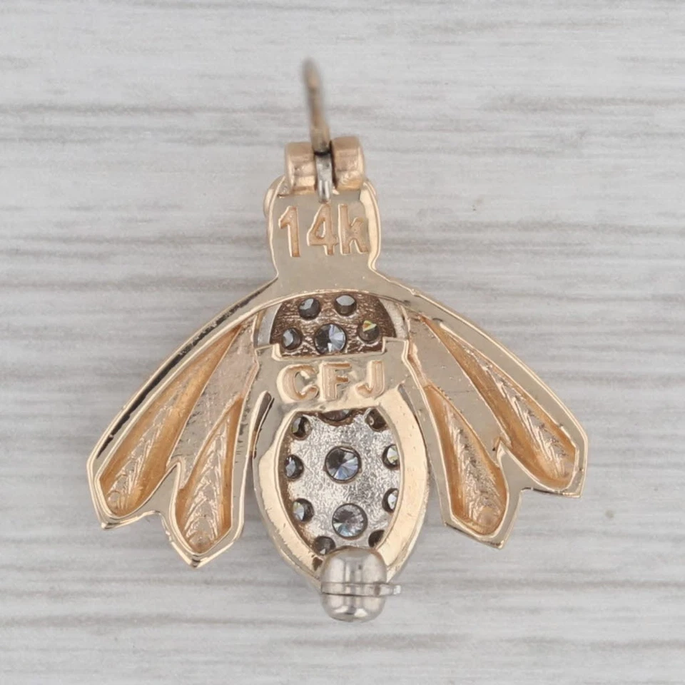0.49ctw VS2 Diamond Bee Brooch 14k Yellow White Gold Pin - Image 3 of 4