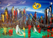 Cityscape Landscape Oiginal Oil Painting Canvas Impressionist .