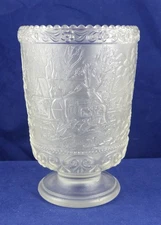 Fenton Art Glass Crystal Velvet Currier & Ives Candleholder / Vase / Spooner 6¼"
