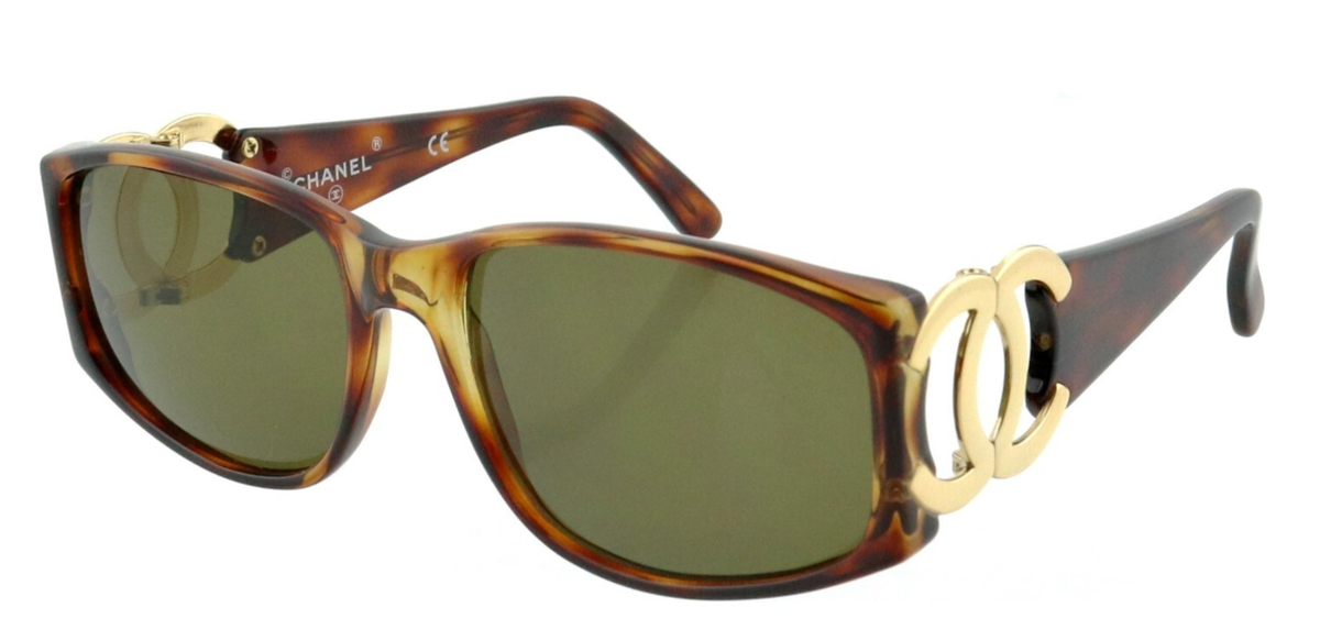 New CHANEL 02461 91235 Havana Gold CC Cocomark Sunglasses Italy