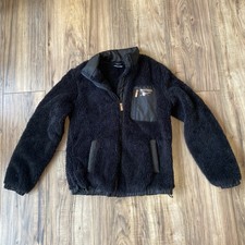 Reebok Women's Getaway Sherpa Small Fleece Full Zip Jacket Black Rose Gold EUC