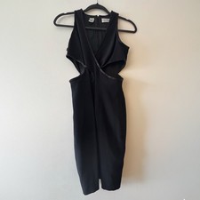 VTG 80s 90s Niteline Della Roufogali XS Beaded Black Cocktail Dress Side Cutouts