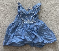 Cat  Jack Blue Dress With White Flower Embroidery Size 2T