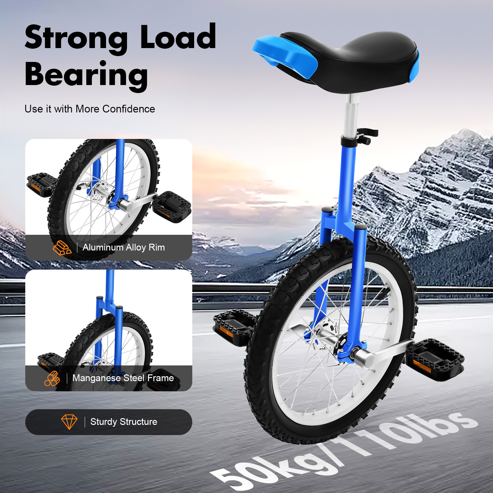 16" Unicycle One-Wheel Bike Kids Adults Beginner Outdoor Sports Self Balancing thumbnail 7
