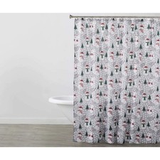 NEW Holiday Woodlands Christmas - Snowman - Shower Curtain and Hooks