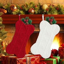 Chaussette de Noël en forme d'os pour chien, chat, animal de compagnie,