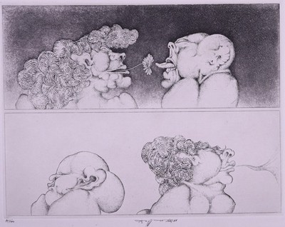 Original 1966 WP Eberhard Eggers Etching ''Surreale Kopfstudien'' Limited Edition