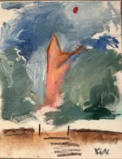 Small Church Landscape Abstract Painting Oil On 11x14 Canvas