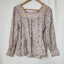 American Eagle Long Sleeve Peasant Blouse Cotton Women's S Square Neck
