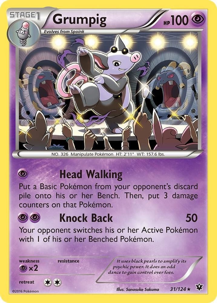 Grumpig 31/124 Rare Fates Collide Pokemon Lightly Played