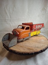 Vintage 1940s-1950s Marx Tin Litho Sand Gravel Dump Truck with Plow - USA Made
