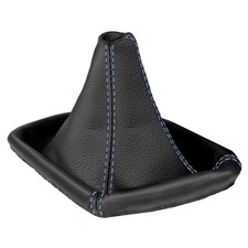 Schaltsack f�r BMW 3er E46 Schaltmanschette 100% echtes Leder Schwarz Naht Blau
