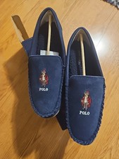 Polo RALPH LAUREN Slippers Mens 9D Brenan Bear Faux Suede Sherpa Moccasin NWB