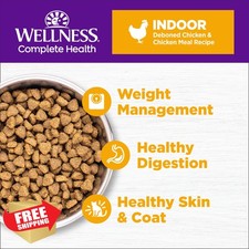 Wellness Indoor Adult Dry Cat Food, Natural Chicken Wholesome Grains, 5 lb 7.00 per pound