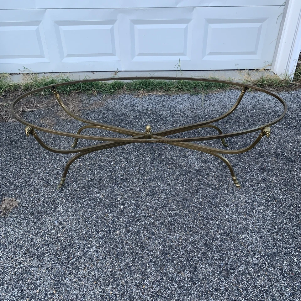 Maison Jansen Ram Head Metal & Glass Table MCM Made In Italy - Image 3 of 4