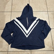 Tory Sport by Tory Burch Chevron French Terry Hoodie Sweatshirt Blue Large L