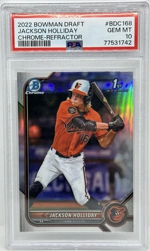 2022 Bowman Draft Jackson Holliday #BDC-168 Chrome Refractor RC PSA 10