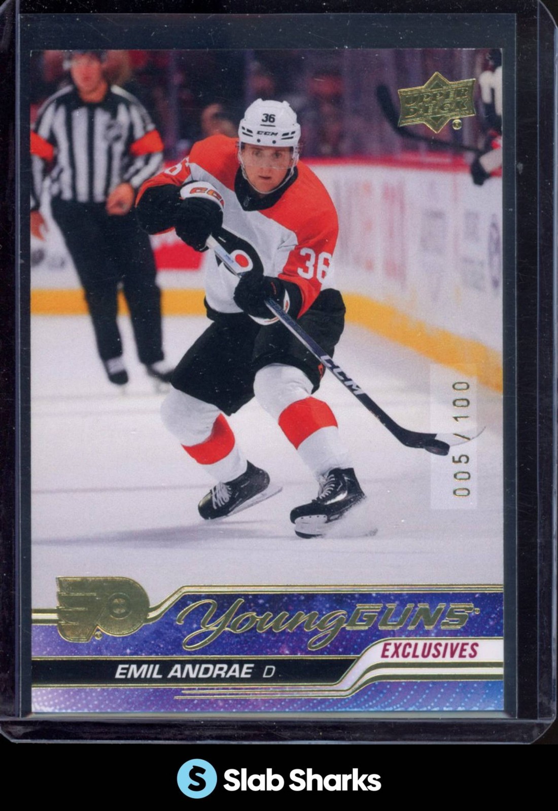 2023 UPPER DECK #466 EMIL ANDRAE UD EXCLUSIVES YOUNG GUNS RC ROOKIE /100