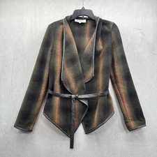 BB Dakota Wool Blend Belted Jacket Oversized Collar Southwest Festival Size S