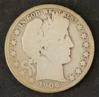 1906-D Barber Half Dollar US 90% Silver Coin Fifty Cents 50c FREE SHIPPING