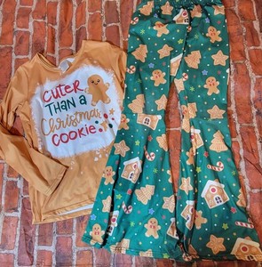 Boutique Girls Cuter Than A  Christmas Cookie Set Sz 9 10 9-10 Gingerbread