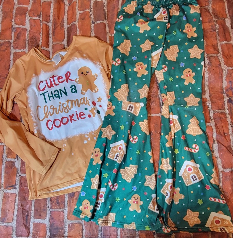 Boutique Girls Cuter Than A  Christmas Cookie Set Sz 9 10 9-10 Gingerbread