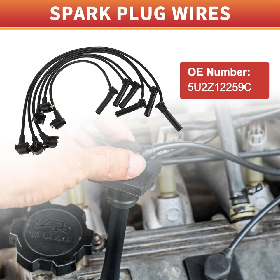 6 Pcs Spark Plug Wire Ignition Coil Cable No.5U2Z12259C for Ford Explorer Sport Foto 3 de 4