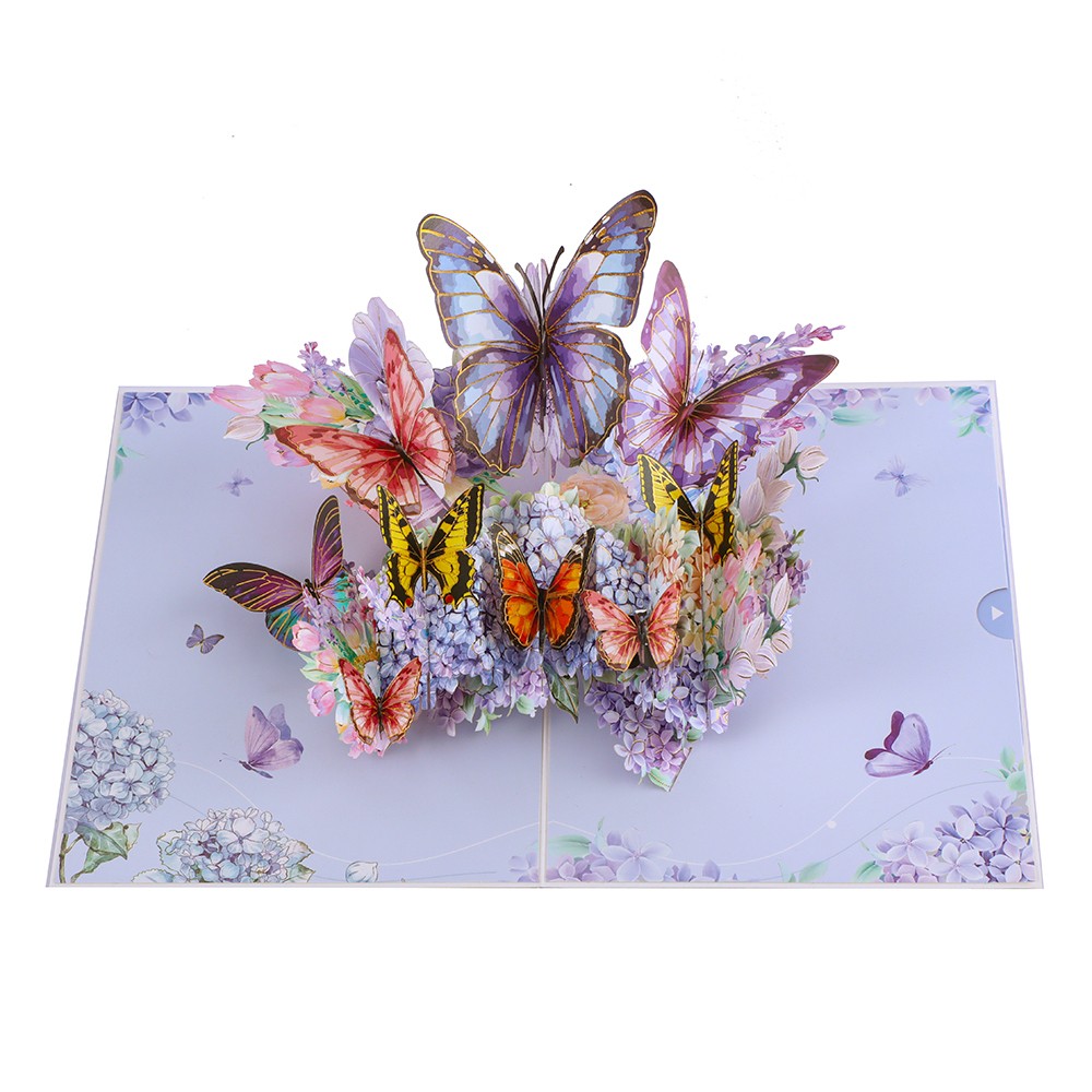 Brightfeel Blue And Purple Butterfly 3D Pop Up Greeting Card - White - Image 2