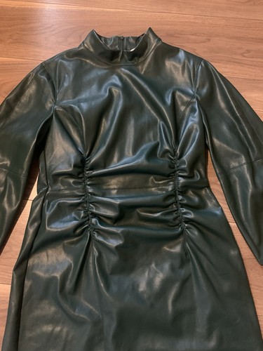 Zara Green Leather Dress XL - Picture 2 of 6
