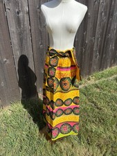 Vtg 60 s Mr. B Barkcloth Volup Maxi Skirt Hawaiian Psychedelic Neon Vibrant