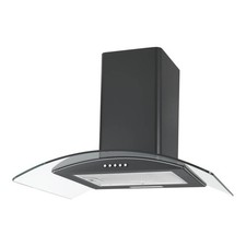 Cooker Hood Curved Glass Black Kitchen Extractor Fan Height-Adjustable 600mm