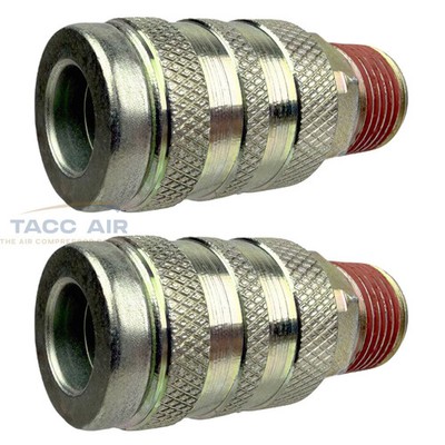 2 PC Industrial M style Air Compressor Quick Connect Coupler 3/8'' NPT Male Steel