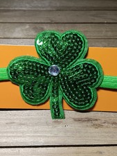 Green Lucky Me Sequin Headband St Patricks Day Shamrock Fun Clover