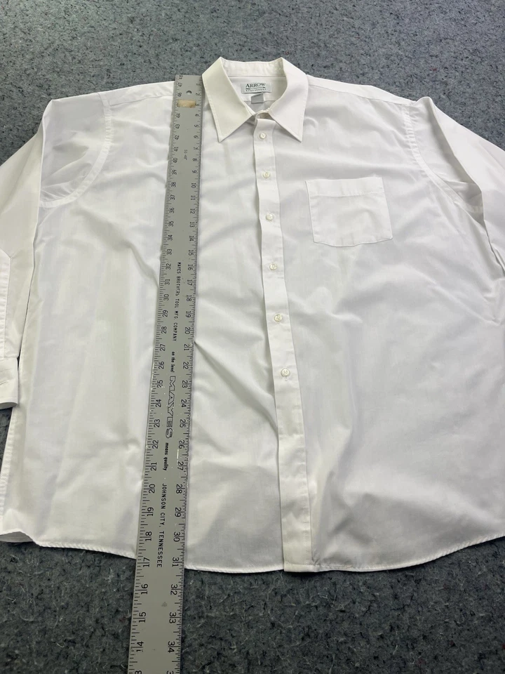 Camisa de Vestir Vintage Arrow Bradstreet Blanca 18-34 Grande Hecha en EE. UU. Bolsillo Años 80 90 Foto 4 de 4