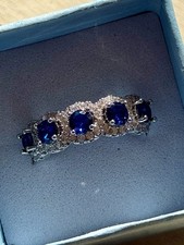 New 2Ct Round Cut Simulated Blue Sapphire  CZ Band Ring in 7